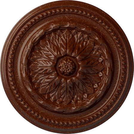 Ekena Millwork Chester Ceiling Medallion (Canopies up to 2 1/4"), 15 3/4"OD x 1 7/8"P, Burnished Mahogany Crackle CM15CHBMC